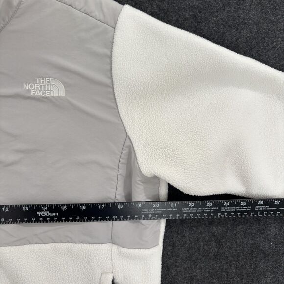 The North Face Denali Fleece Jacket Girls XL White Gray Polartec Full Zip Panels - Picture 7 of 11